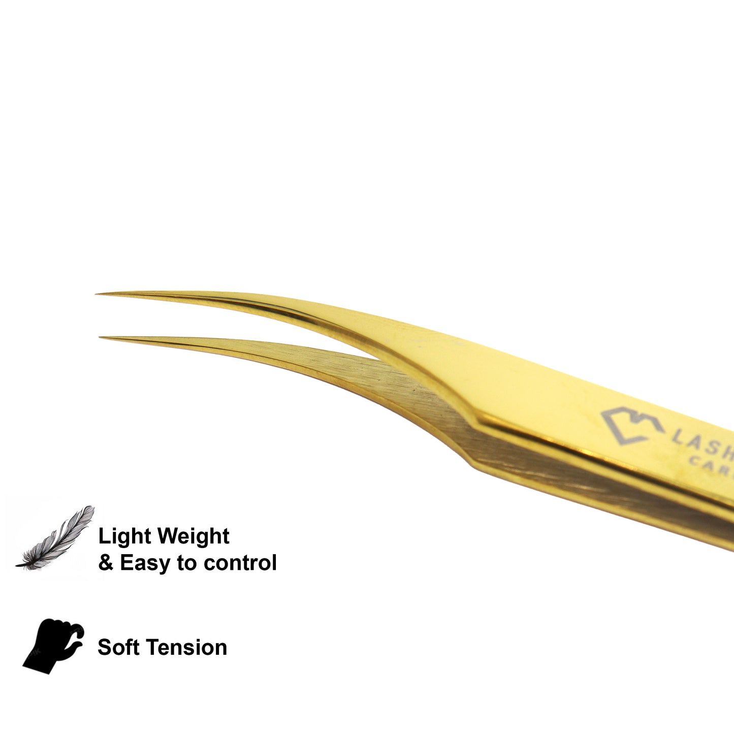 Classic Curved Lash Tweezers-Soft Tension RST03 Gold