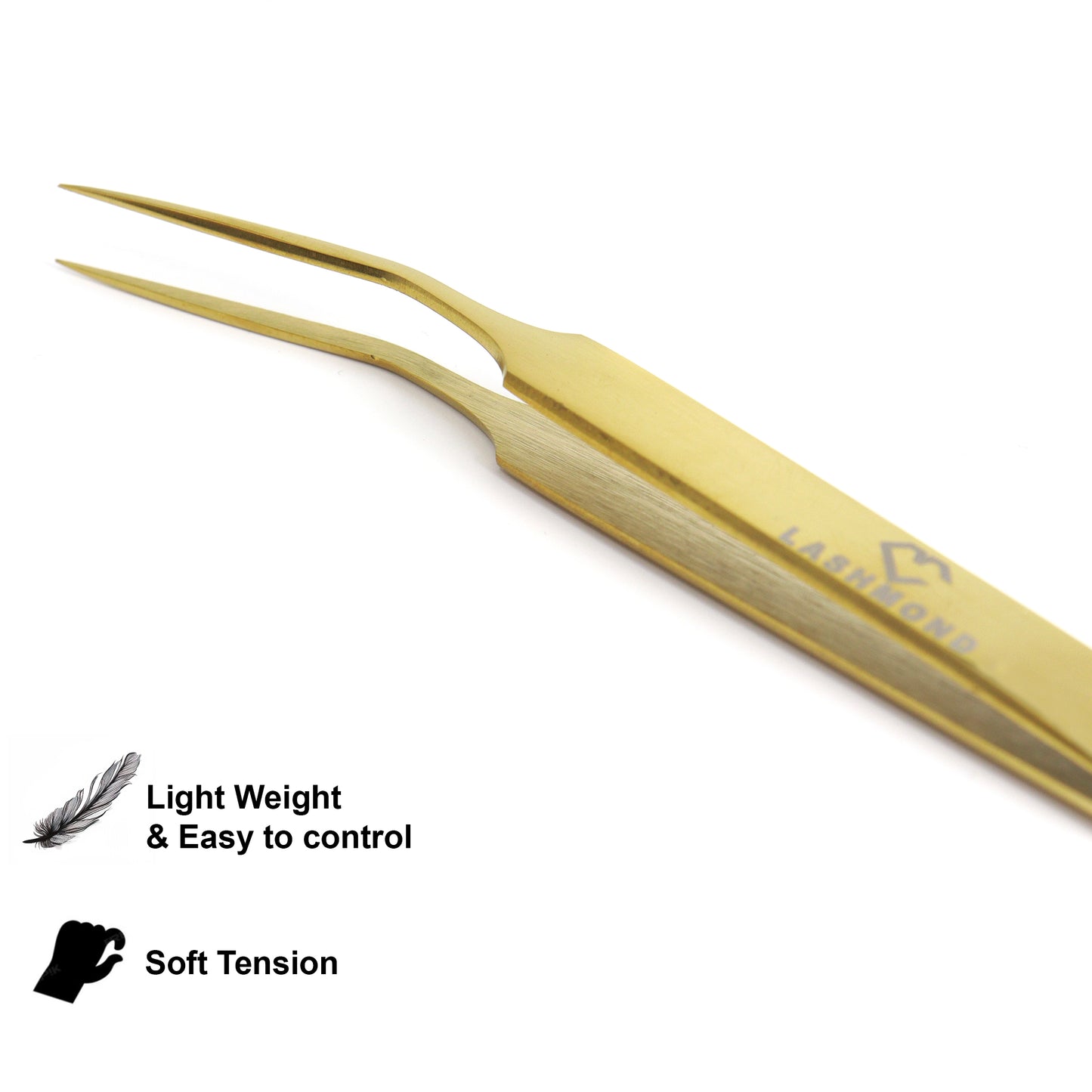 Classic Crane Lash Tweezers-Soft Tension RST04, Gold