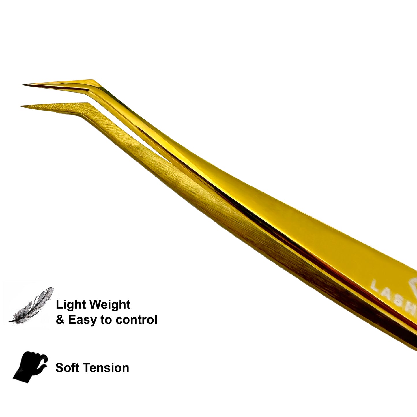 Classic Crane Lash Tweezers-Soft Tension, Gold  RST05