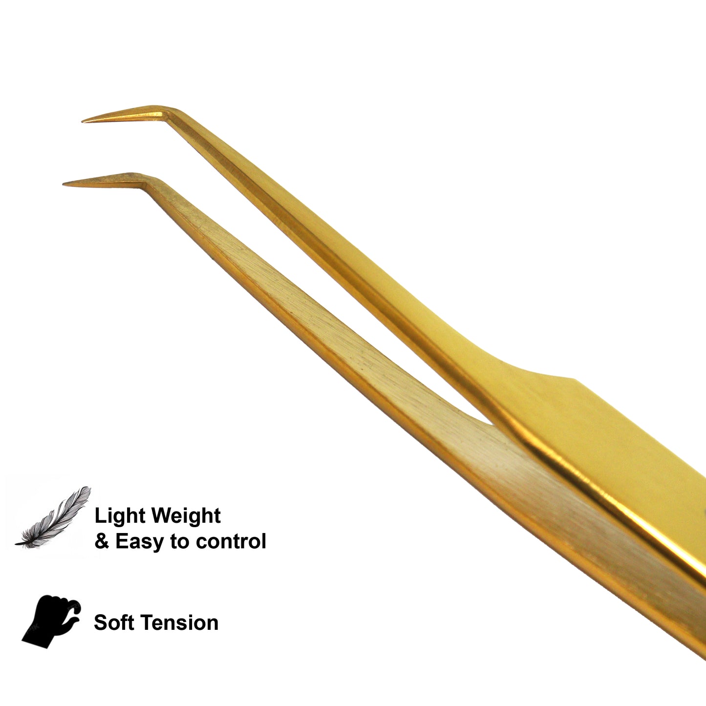L-Shaped Lash Tweezers for Volume-Soft Tension RST07, Gold