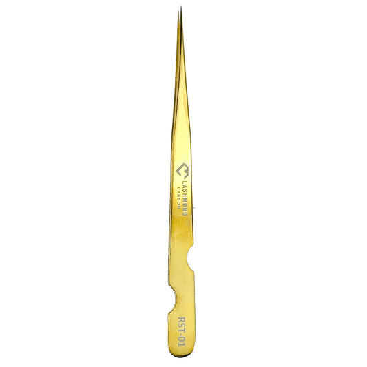 Classic Straight Lash Tweezers-Soft Tension RST01 Gold