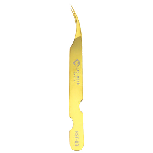 Classic Curved Lash Tweezers-Soft Tension RST03 Gold